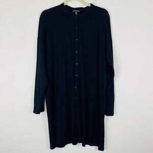 Eileen Fisher Black Tunic Dress Long Sleeve Soft Material Size Medium